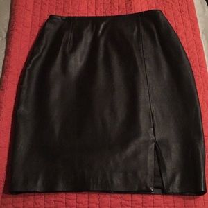 Vintage 100% Black Leather Margaret Godfrey Skirt